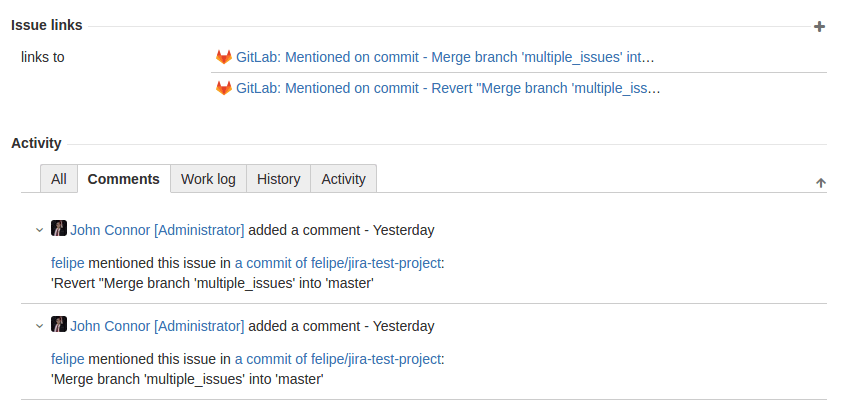 Jira · Integrations · Project · User · Help · GitLab